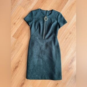 Calvin Klein Dark Green Faux Suede Mini Dress